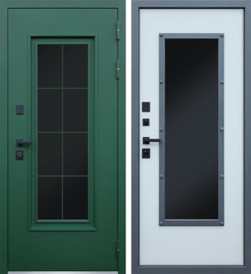 Дверь Олимп с Окном и Английской Решеткой Терморазрыв 3К
