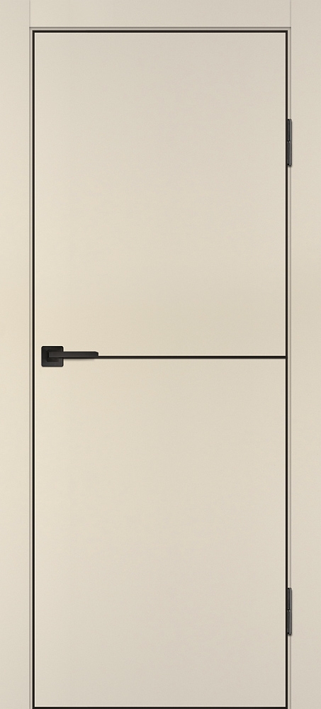 Фото Межкомнатная дверь P-19  черный молдинг PET,  кромка ABS черная c 4-х ст. Бежевый матовый